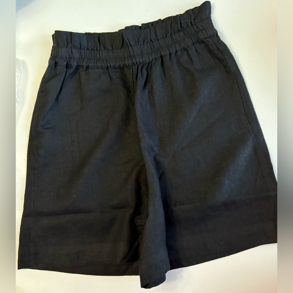 Paper Bag Style  Black Women's Shorts